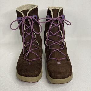 Chaco Belyn Kids Brown Suede Shearling Lined Waterproof Winter Boots Size 4